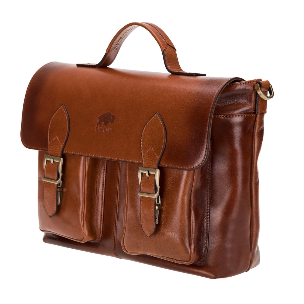 Handmade Caramel Leather Briefcase